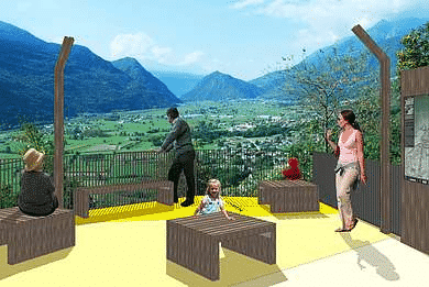 Uitzicht vanaf een rustpunt op de route Morbegno - Tirano